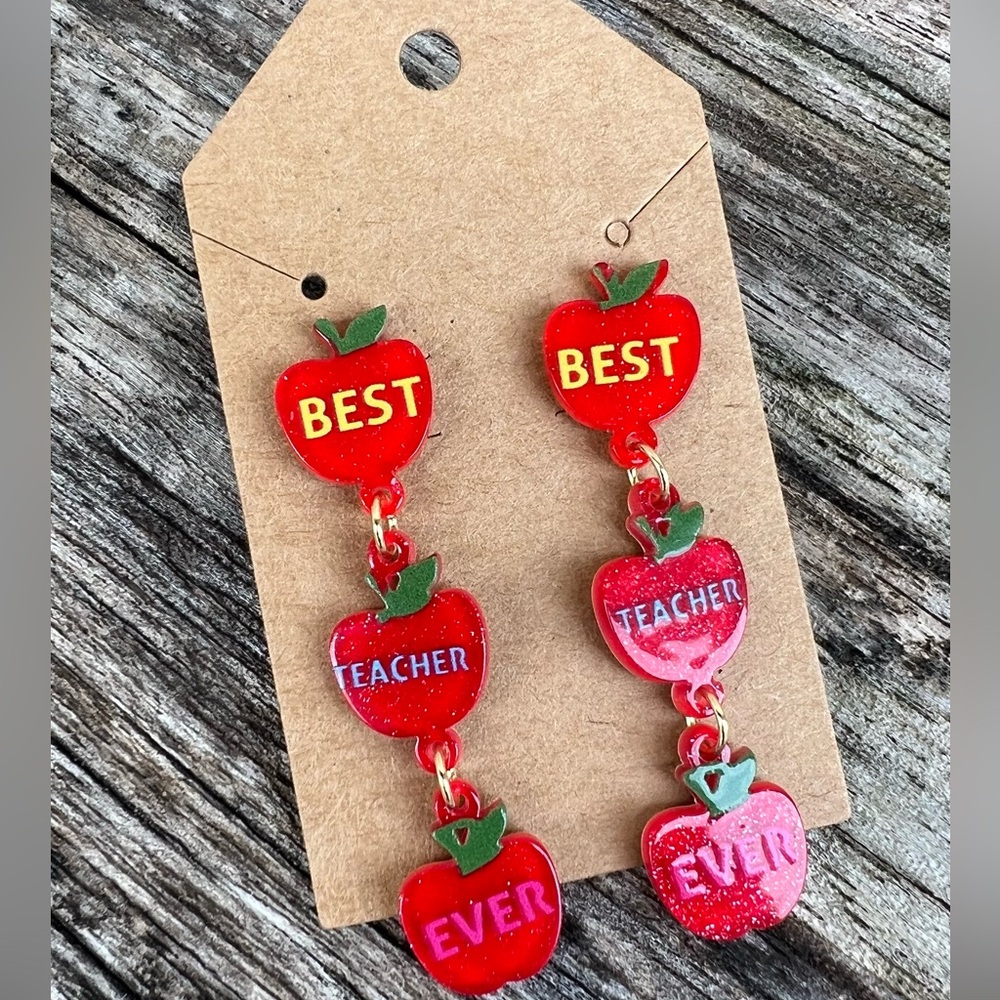 Red Apple Teacher Earrings